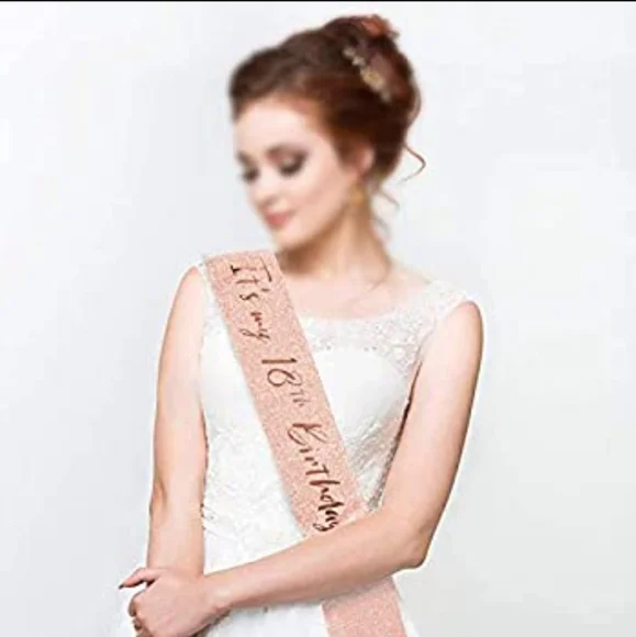Rose Gold Sweet 18 Party Bundle: Crown and Sash included!